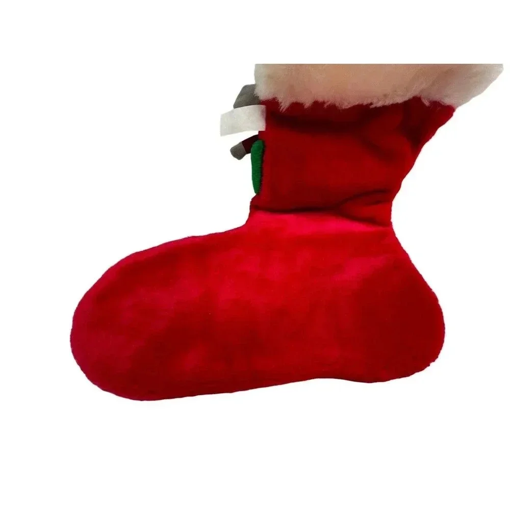 Vintage 80s 90s Plush Twin Mice Christmas Stocking Mouse Holiday